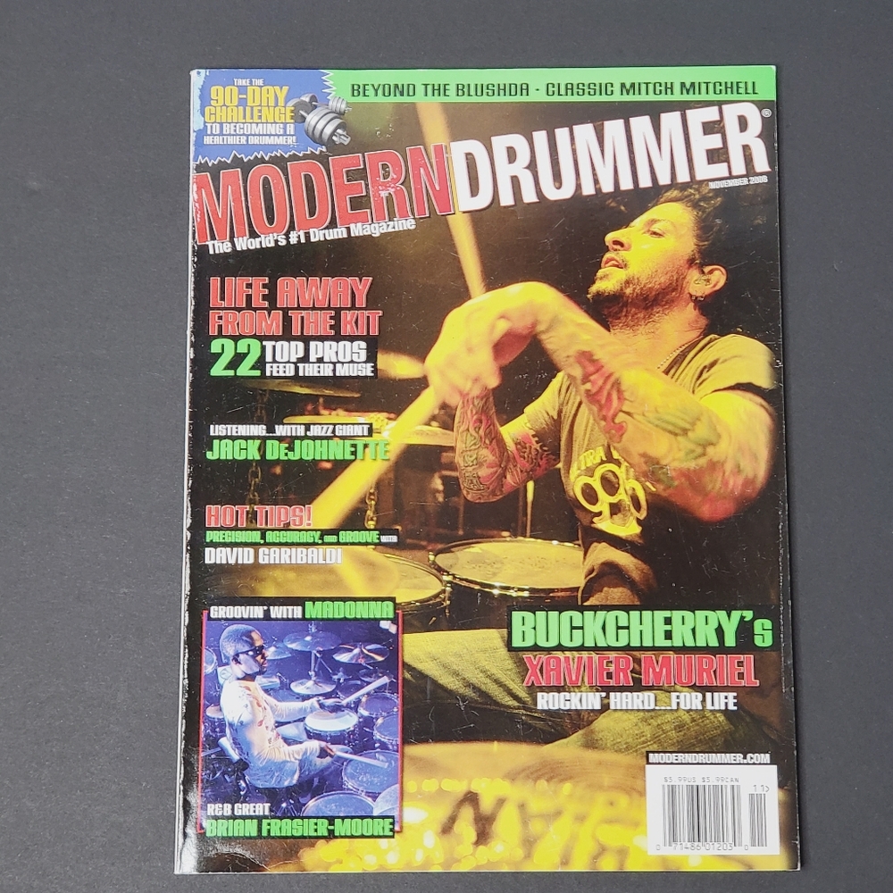 Modern Drummer Magazine November 2008 Featuring Buck Cherry's Xavier Muriel